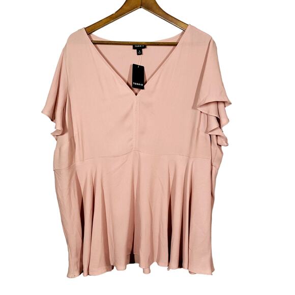 NEW! Torrid Flutter Sleeve Tunic Top Shirt Blouse Dusty Rose Career Casual - 3X - Picture 1 of 4